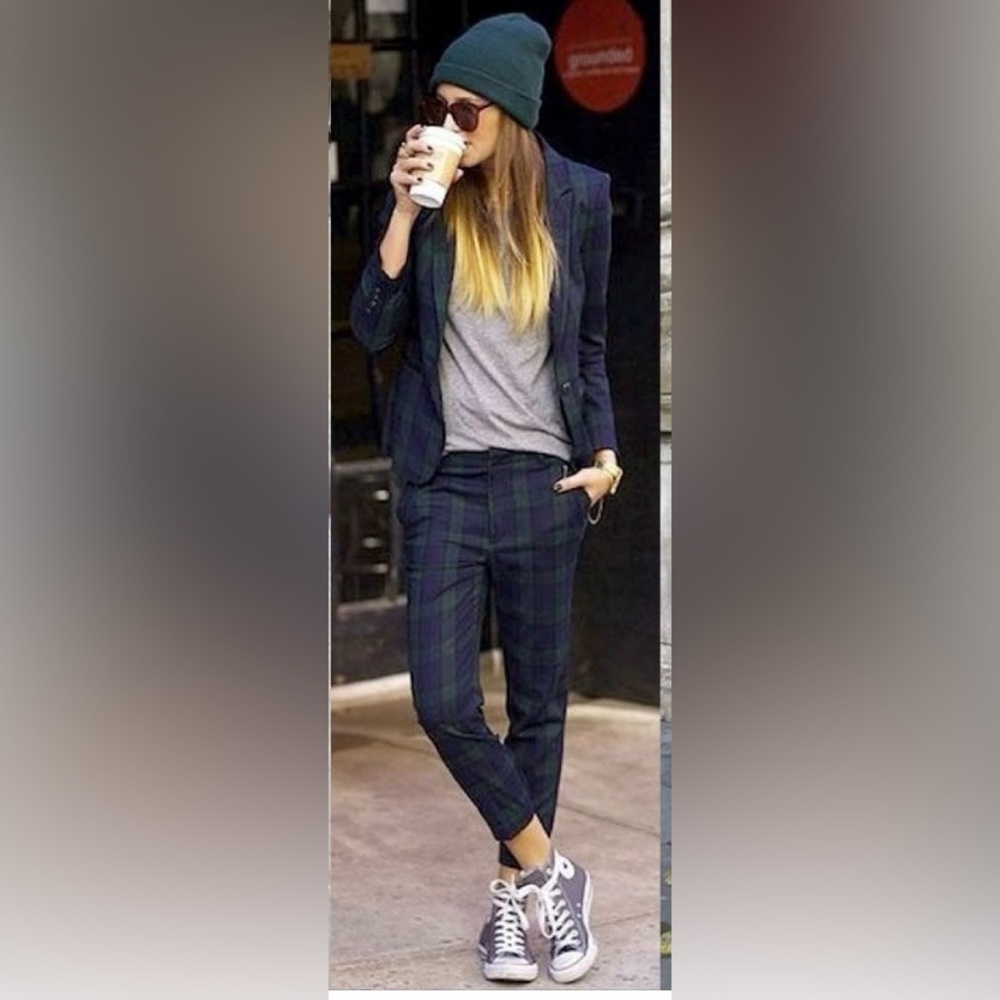 Black Watch Plaid Stretch Wool Pants from J Crew in EUC